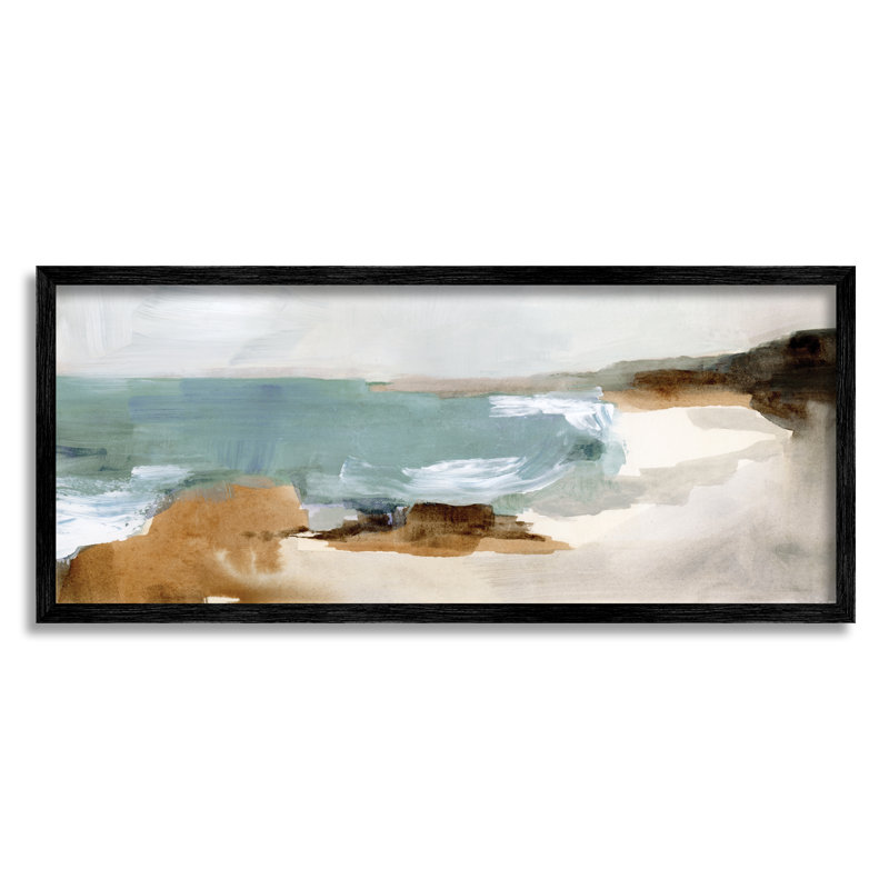 Abstrait nuageux sur une plage grise, H 13 po x l 30 po, Giclée encadrée noir minuit