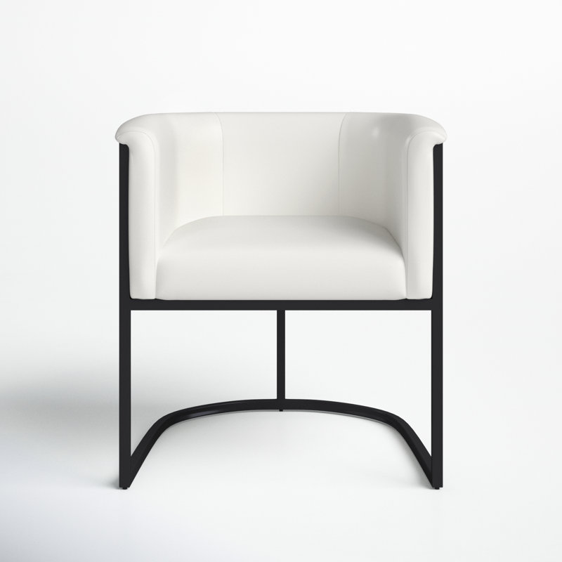 Virgil Faux Leather Upholstered Arm Chair, White, 1