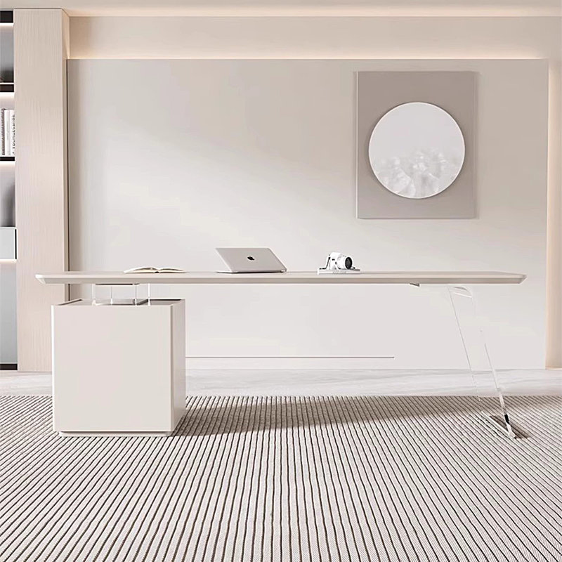 Bureau rectangulaire simple 94,49 po blanc crème, H 29,92 po x l 94,49 po x P 27,56 po