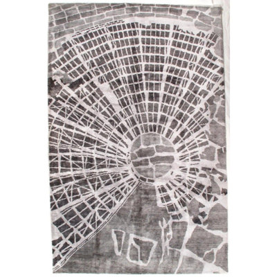 Silk Abstract Area Rug in Gray