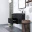 Ensemble de meuble-lavabo mural 24 po avec lavabo, deux tiroirs, lavabo en céramique, assemblage facile, poignée longue en métal doré, 2 tiroirs de rangement, blanc brillant-119117014-119697175