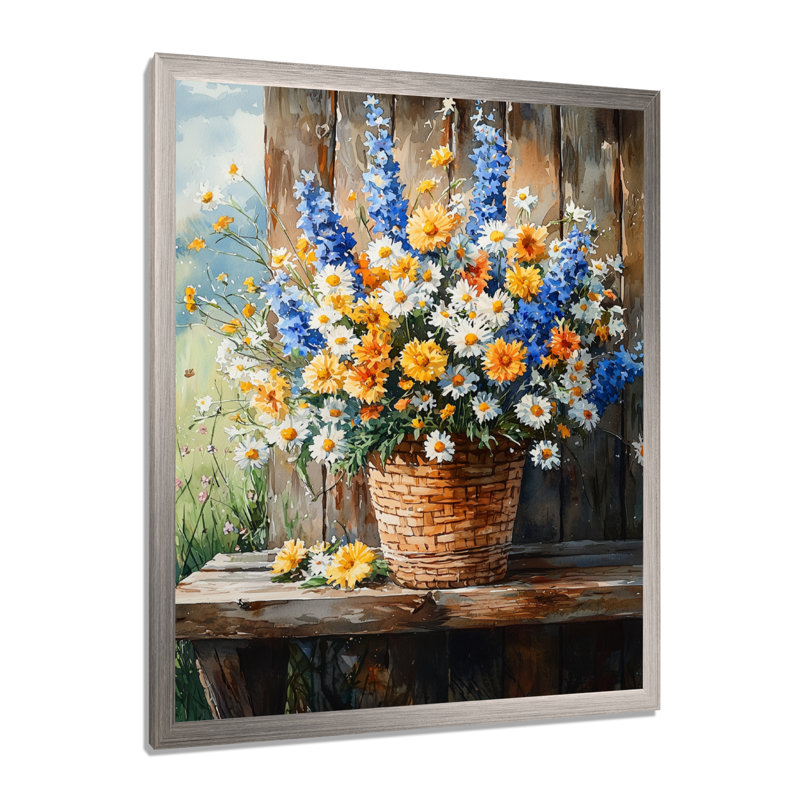 Wilkinson - Floral Canvas Art Print, Silver, 20" H x 12" W, Picture Framed