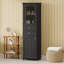 Grande armoire de rangement pour salle de bain avec portes en verre, deux tiroirs autoportants et tablettes réglables - idéale pour organiser et exposer vos articles essentiels-555004600