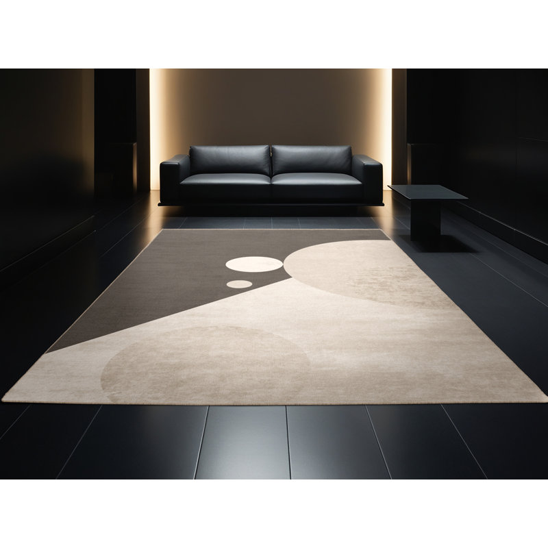 Machine Washable Arellano Goalball Minimalist Rug in Gray – Beige Binding, 4x6