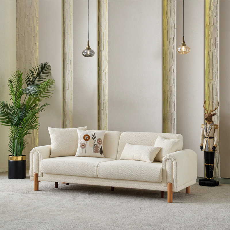 Canapé convertible moderne avec rangement caché Soho, Crème, crème