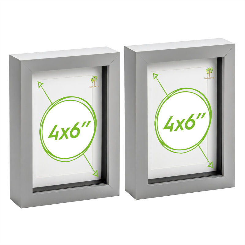 Nicola Spring - 3D Box Photo Frames, 17.5cm H x 12.5cm W x 3.5cm D, Grey