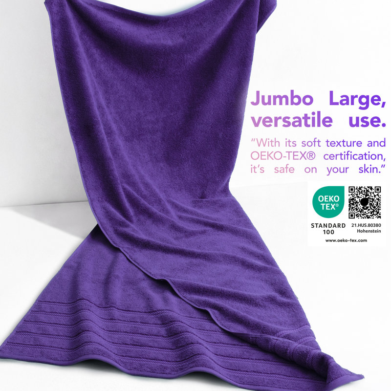 Darcelle 100% Cotton 35x70 Jumbo Large Bath Sheet, Violet Purple