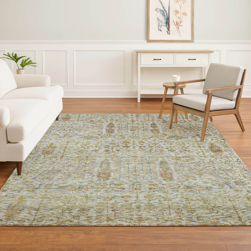 Premium Machine Washable Mayfield AMF2053 Americana Rug, 8' x 10', Linen