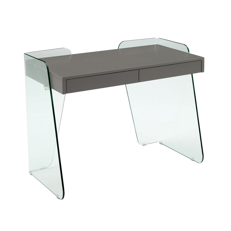 Bureau Shadin gris brillant avec rangement., Gris