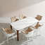 Table de salle à manger rectangulaire moderne de 5,9 pi avec plateau en céramique et structure en bois de frêne massif teint noyer, givré, hygiénique, imperméable, léger et résistant à la chaleur