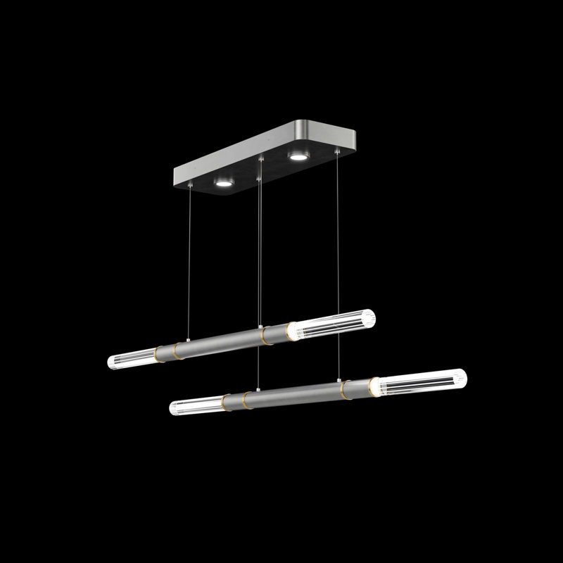 Antonia 71"W Linear Pendant, Brass/Silver Leaf
