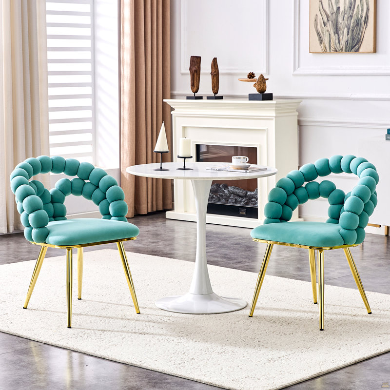 Ensemble de 2 chaises de salle à manger Puffy, 2, Sarcelle