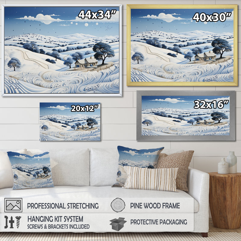 «Snow Winters Solitude I» sur toile, H 12 po x l 20 po x P 1 po, Cadre flottant noir