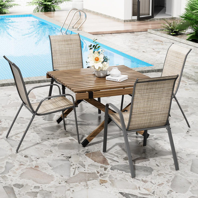 Outdoor Patio Dining Armchair, Brown