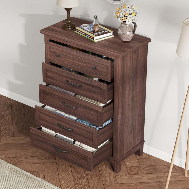Commode à tiroir vertical de 41,3 po de hauteur avec grand rangement, Noyer