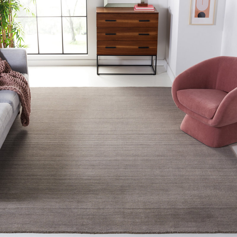 Tapis rayé en laine et coton tissé à la main Anson, Rectangle 6 pi x 9 pi