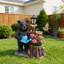 Décoration de jardin Peter avec ours noir et lanterne solaire