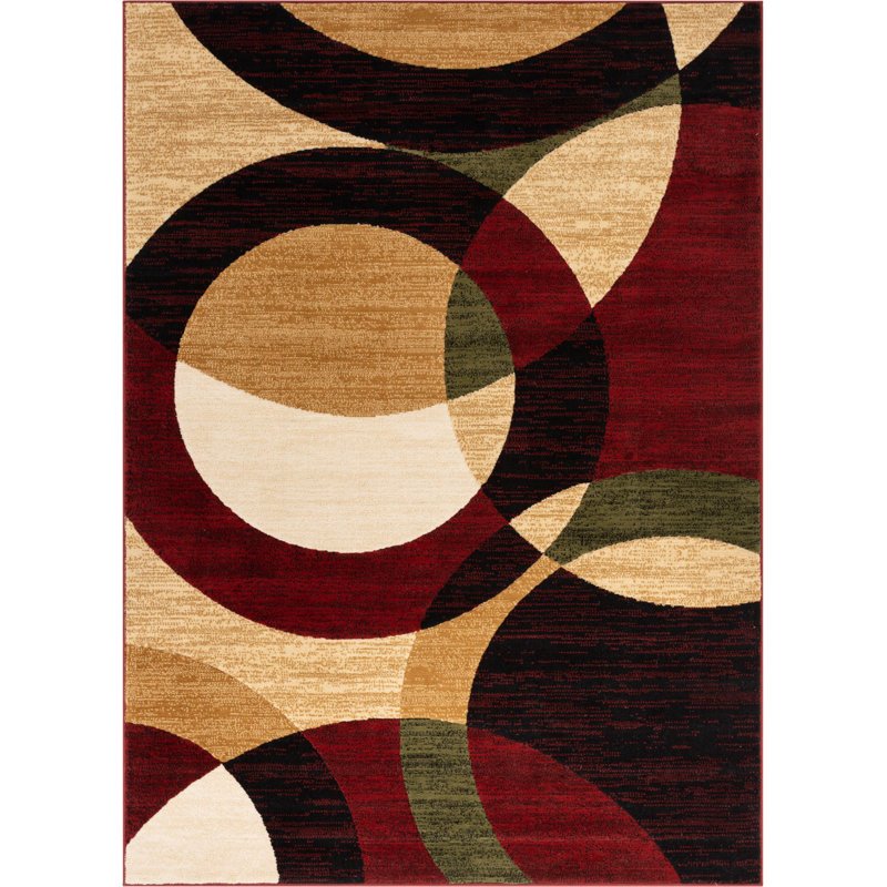 Bingo Red Modern Geometric Rug, Rectangle 2'7" x 3'11"