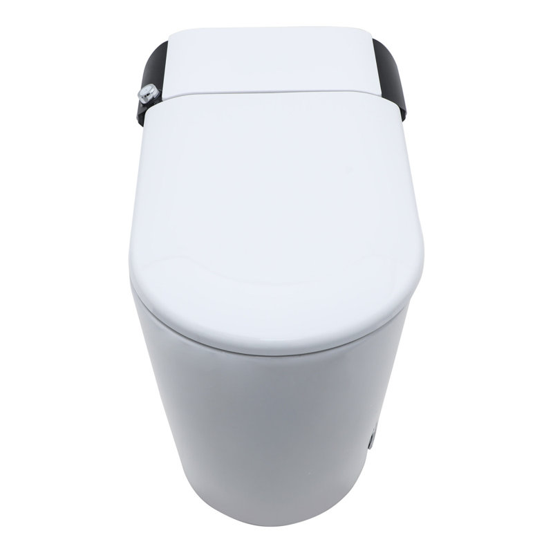 Toilette intelligente avec bidet intégré, ouverture et fermeture automatiques, siège chauffant allongé, capteur de pied encastré, affichage DEL, lavage à l'eau chaude, sécheuse, veilleuse