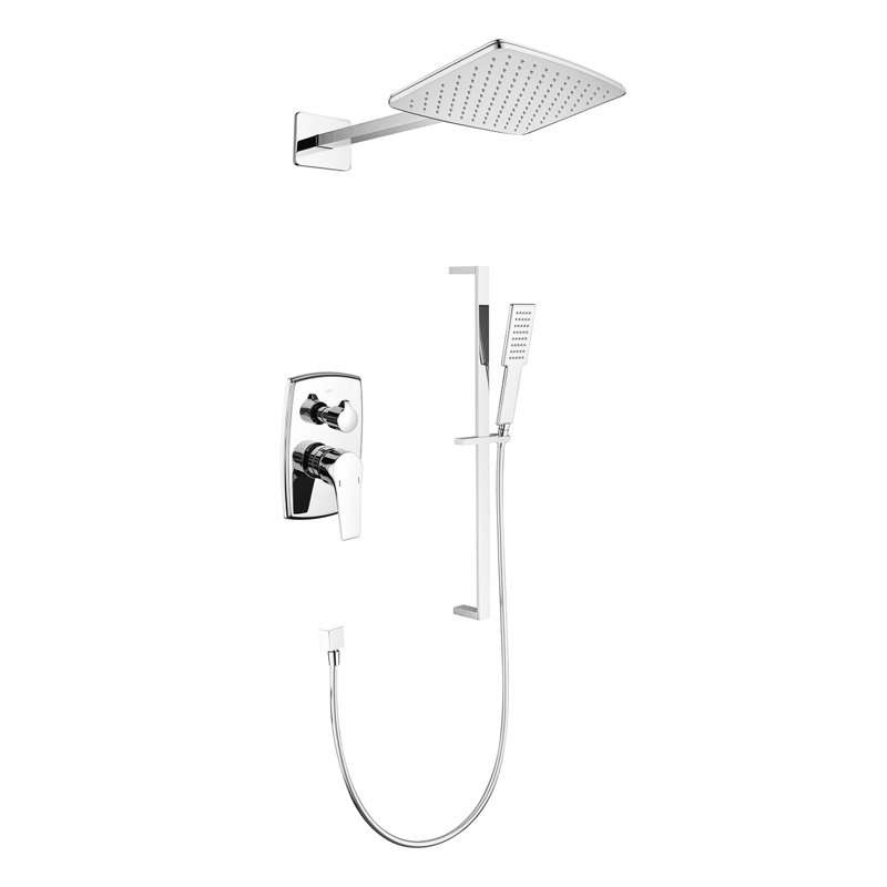 Bathroom Shower With Rain Head And Slide Bar - , Made Of Brass Stainless Steel, System Balancing Valve For Use, Includes Hand