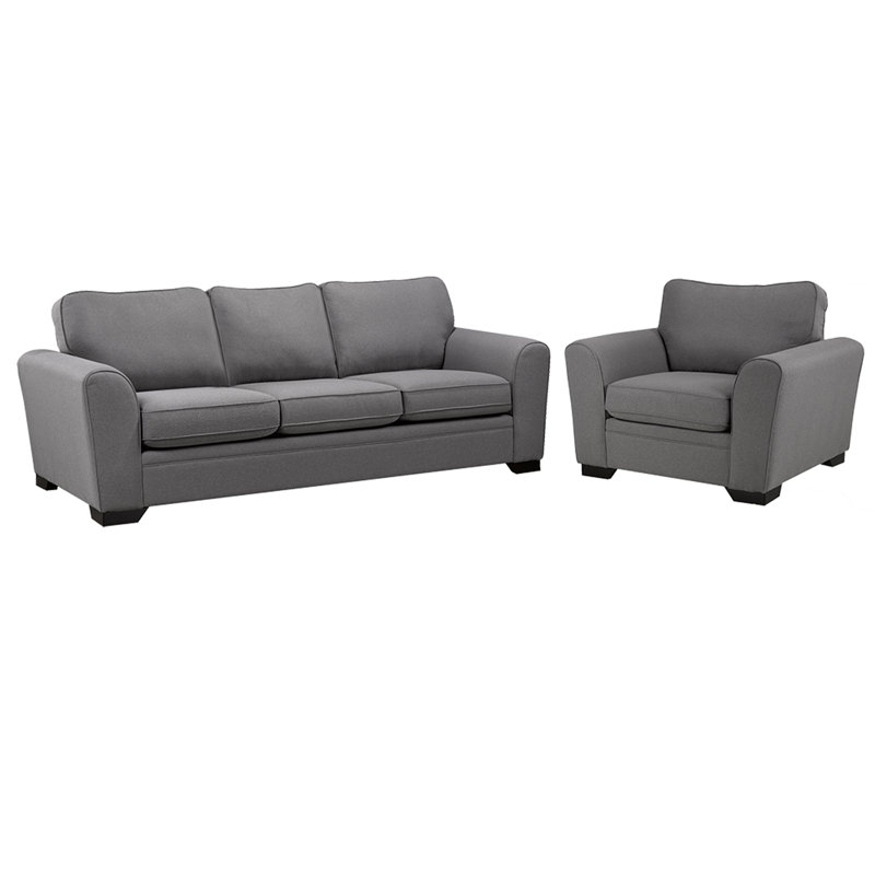 Beattie Fabric Sofa & Chair Set, Gray