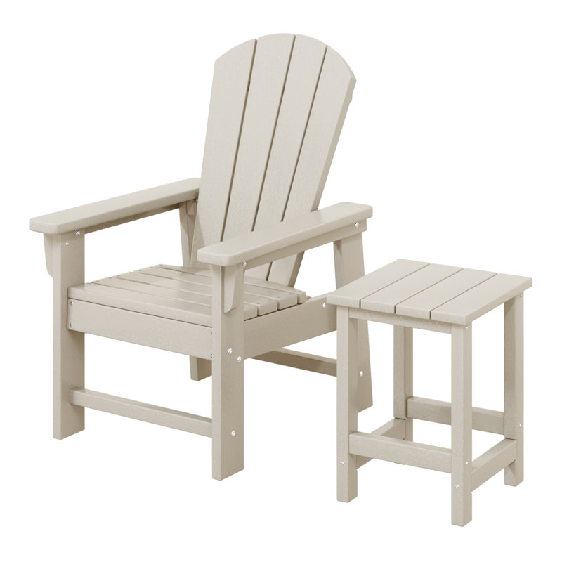 Chaise Adirondack d'extérieur en poly Laguna pour enfants avec table d'appoint, Sable