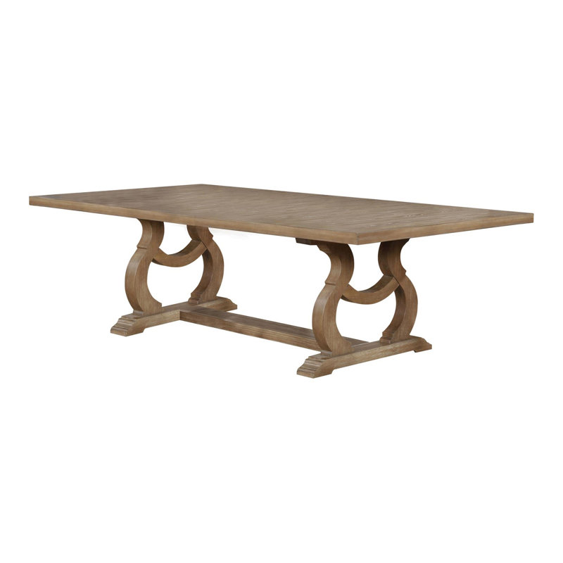 Chirata Extendable Trestle Dining Table in Brown