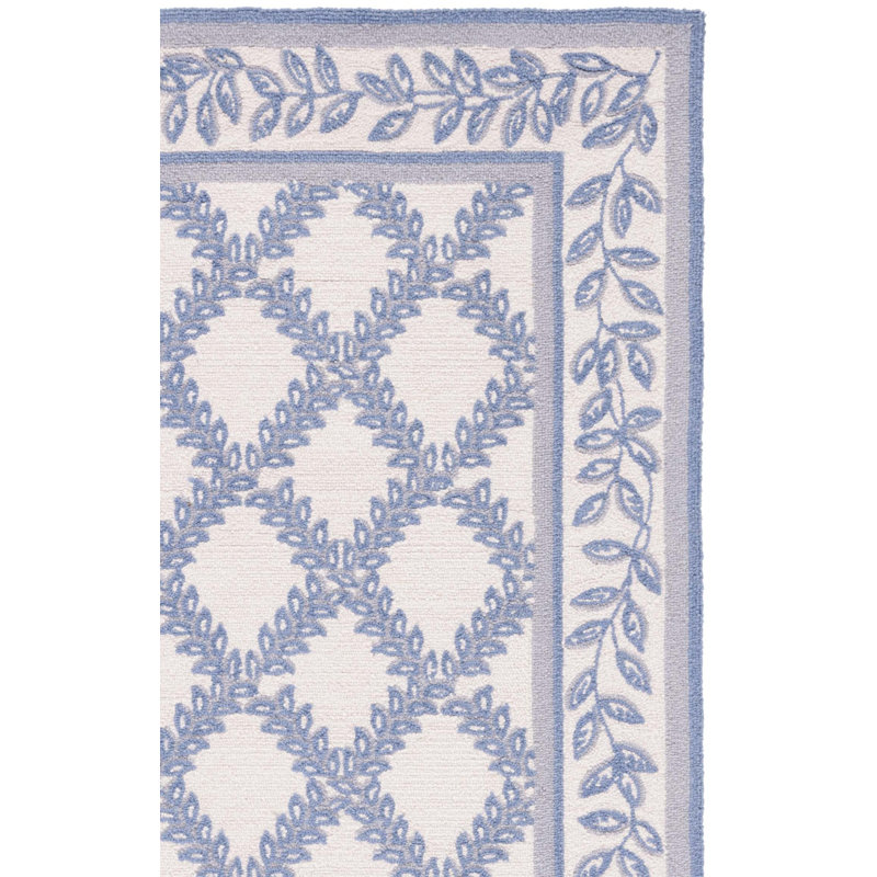 Tapis géométrique en laine crocheté à la main Roseta, Rectangle 8 pi x 10 pi