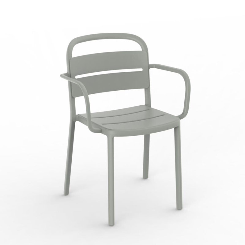 Fauteuil de patio empilable Como, Gris verdâtre