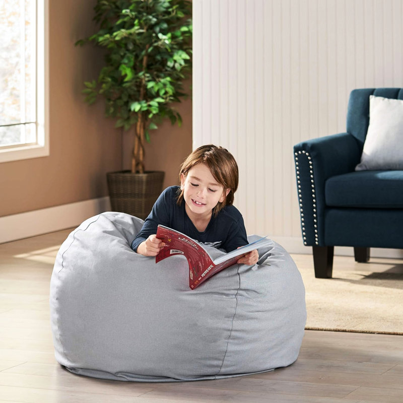 Fauteuil à billes gris doux - Détente dans un intérieur en mousse haute gris polyvalent pour différentes pièces Support de poids de 300 lb