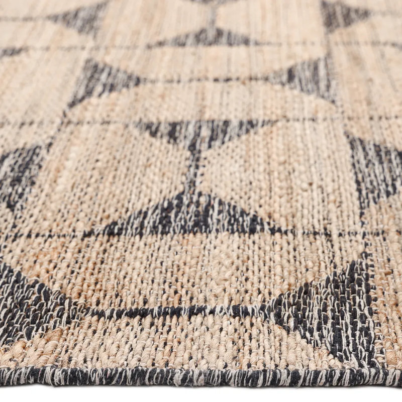 Geometric Area Rug in Light Brown/Black, Rectangle 3' x 5'