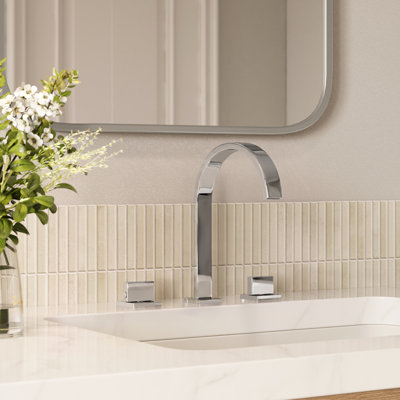 Widespread Bathroom Faucet 3 Hole, 2-handle Bathroom Sink Faucet with Drain Assembly