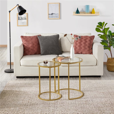 2 Piece Nest of Tables Coffee Tables Set Modern Side Tables