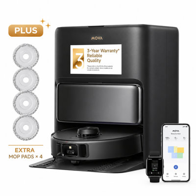 MOVA P50 Pro Ultra Robot Vacuum and Mop bundle, Auto Removable Mop,19000 Pa Suction, 75℃ Hot Water Self-Washing,Auto Empty and Refill