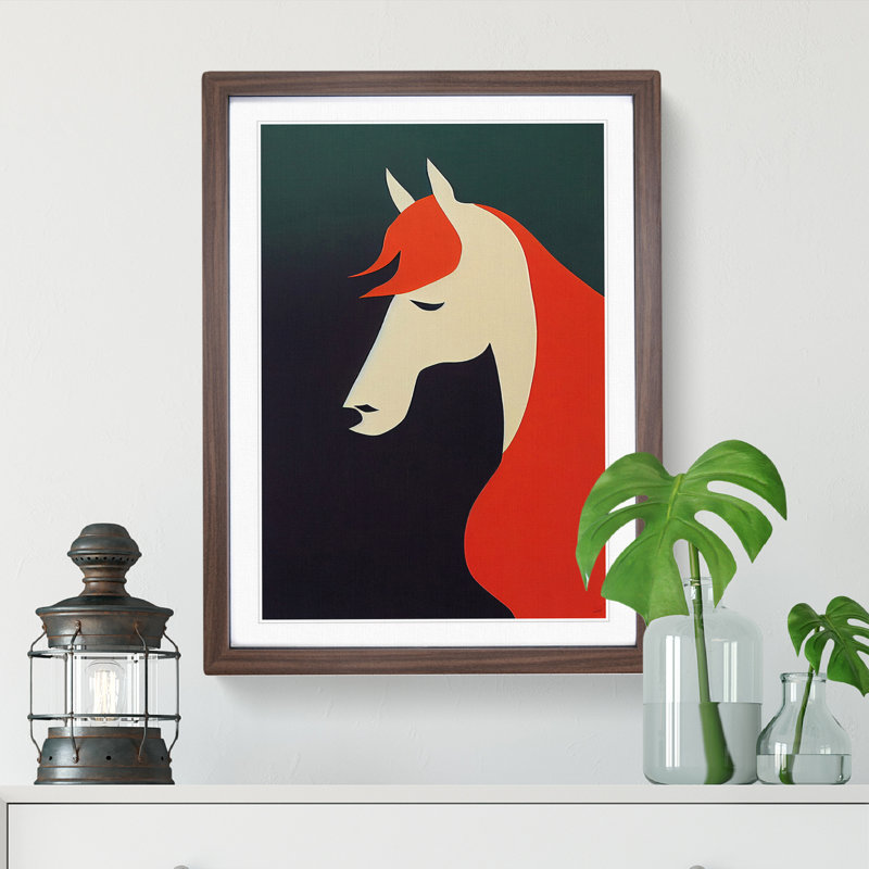 Abstract Horse No.8 - Framed Print, 64cm H x 46cm W x 2cm D, Walnut