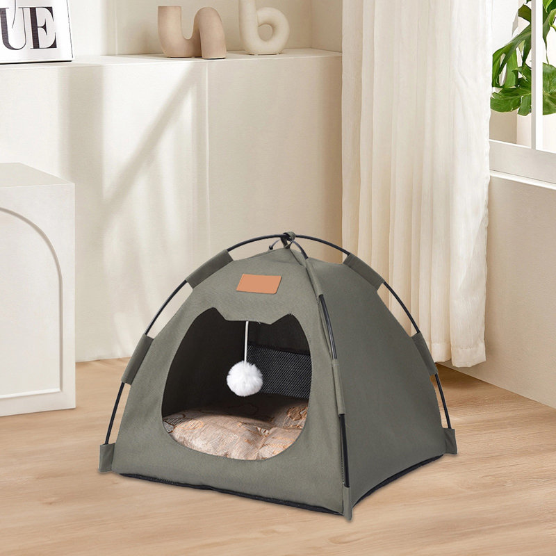 Maison de tente semi-fermée pour animaux 15,7 x 15,7 x 1,2 po imperméable pour petits chats, vert