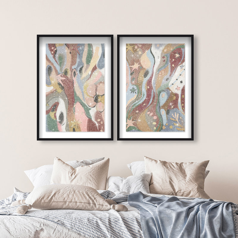 Modern Folk Set Set by Oliver Gal, 51"H x 35"W, Black Shadowbox