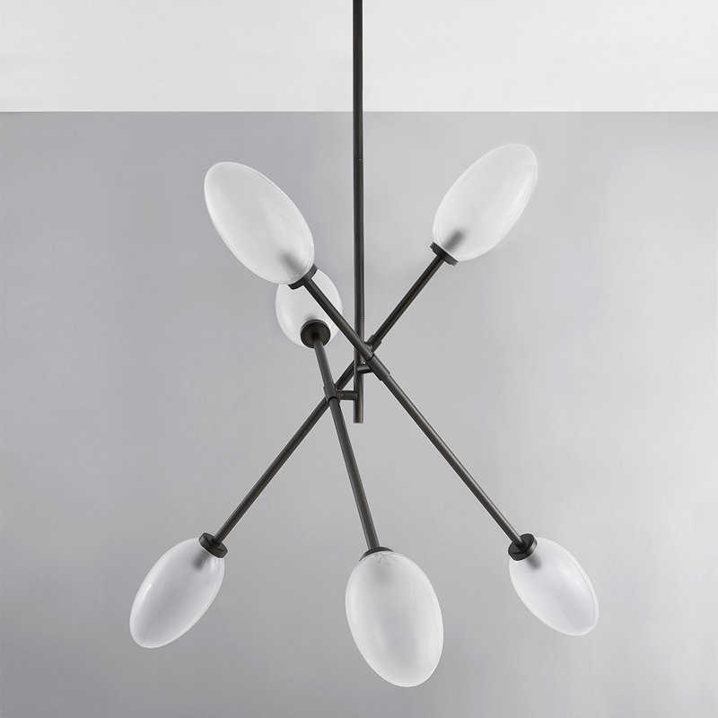 ALBERTON 6 LIGHT CHANDELIER, Black Brass