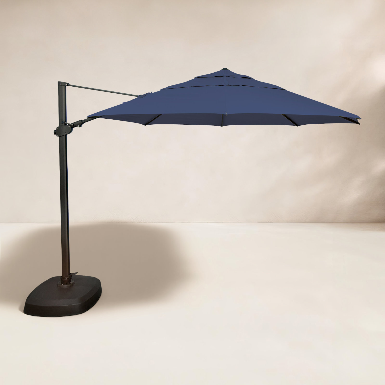 11.5' Sunbrella® Cantilever Umbrella, Black, Canvas Navy Sunbrella® Canvas