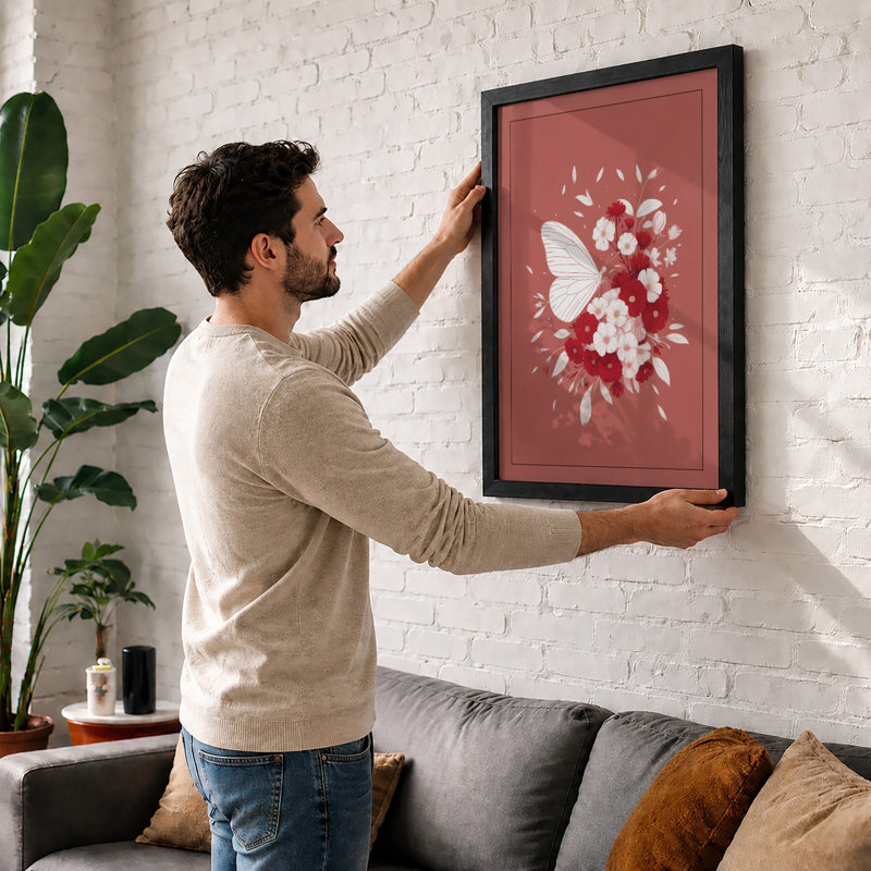 Butterfly Among Blooms Botanical - Print, Unframed, A2 - 59.4 x 42.0 cm
