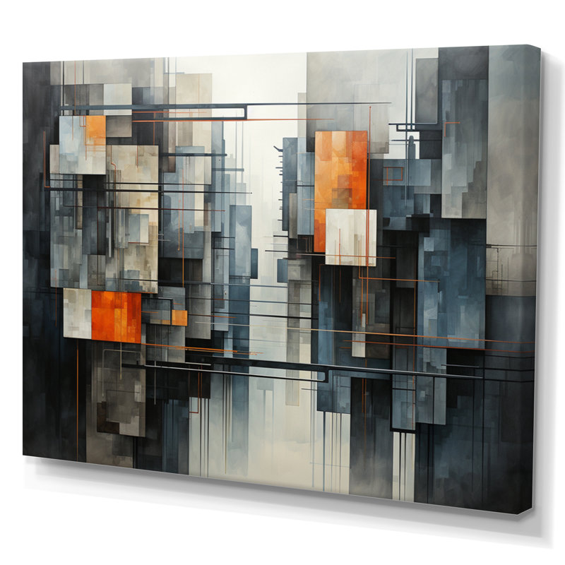 Impression sur toile, "Hardedge Art Urban Geometric I", Toile tendue, H 30 po x l 40 po x P 1,5 po