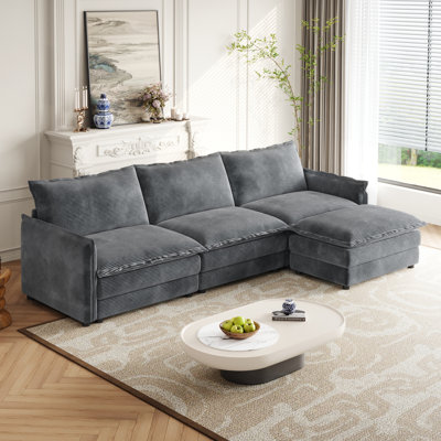 Comfortable Corduroy Fabric Cloud Couch With Versatile Configurations For Home