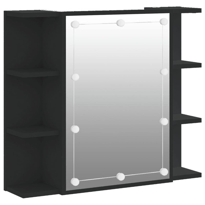 700mm W 600mm H Surface Framed Medicine Cabinet Mirror 6 Fixed, Black