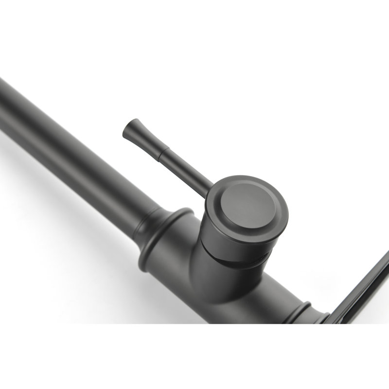 Single Handle Matt Black Kitchen Faucet, Stainless Steel With Pull-Down Spray Functionality For Ease Of Use High Arc Build, Pull Out Enhanced Convenience