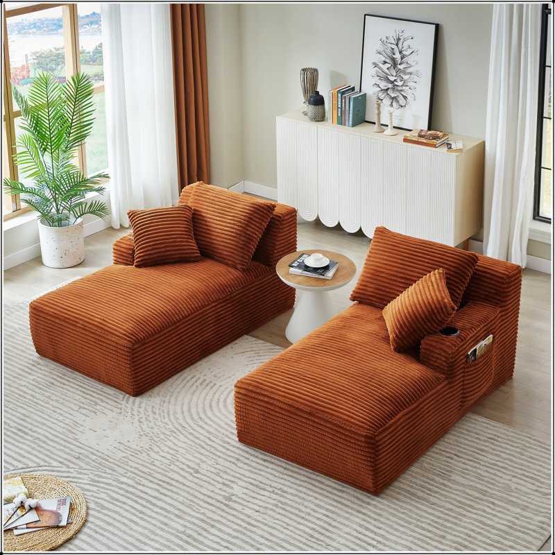 Méridienne double compressible avec porte-gobelets - sans assemblage, causeuse moelleuse moderne pour un confort intérieur