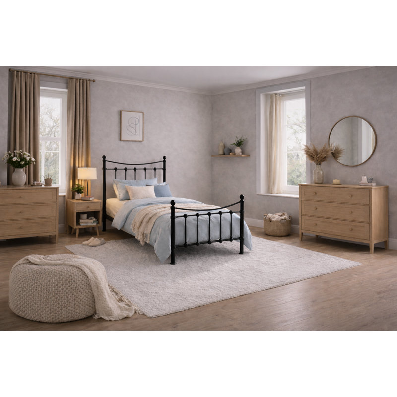 Wales Metal Bed, Single (3'), Black