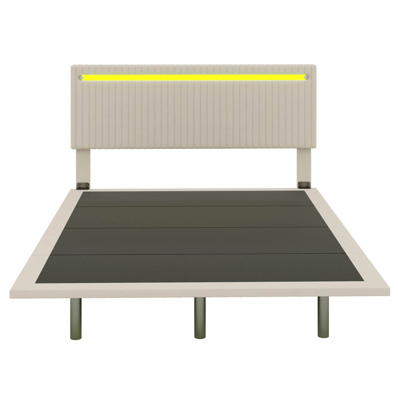 Cadre de lit flottant Darold, Beige, Double
