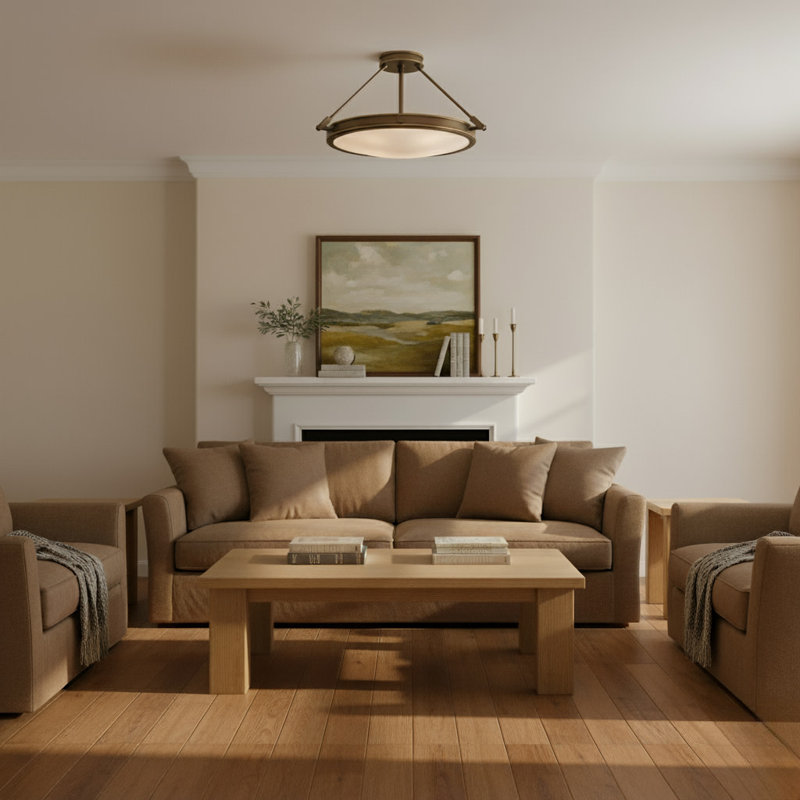Collier Semi-Flush Mount Ceiling Light - Heritage Brass, Light Oiled Bronze, 11.5"H x 22"W x22"D, Incandescent