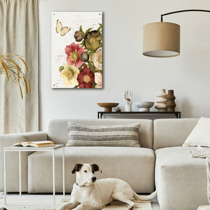  «Vintage Petals 2 C» par Katie pertiet, art mural en verre acrylique, 12 po x 16 po, H 36 po x l 24 po x P 0,2 po