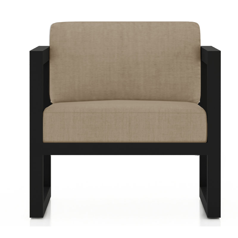 Avion Patio Chair with Sunbrella Cushions, Canvas Charcoal Sunbrella® Canvas, Black